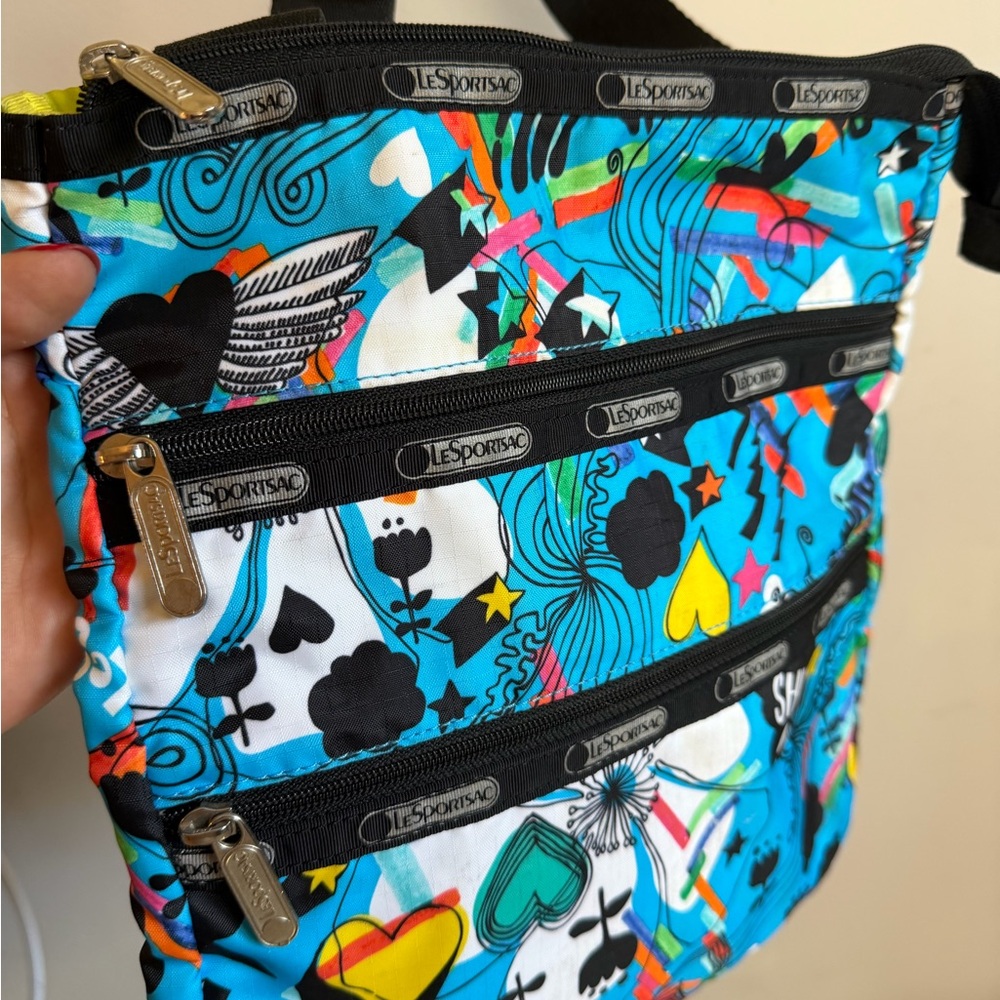 Lesportsac Turquoise Graphic Messenger Bag with Multicolor Accents - Picture 5 of 11